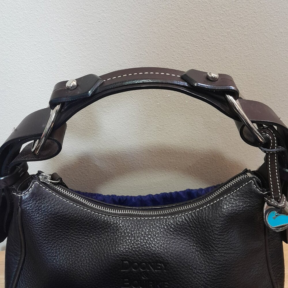 Dooney & Bourke East West Slouchy Shoulder Bag Dark Brown Pebbled Leather - Picture 3 of 16
